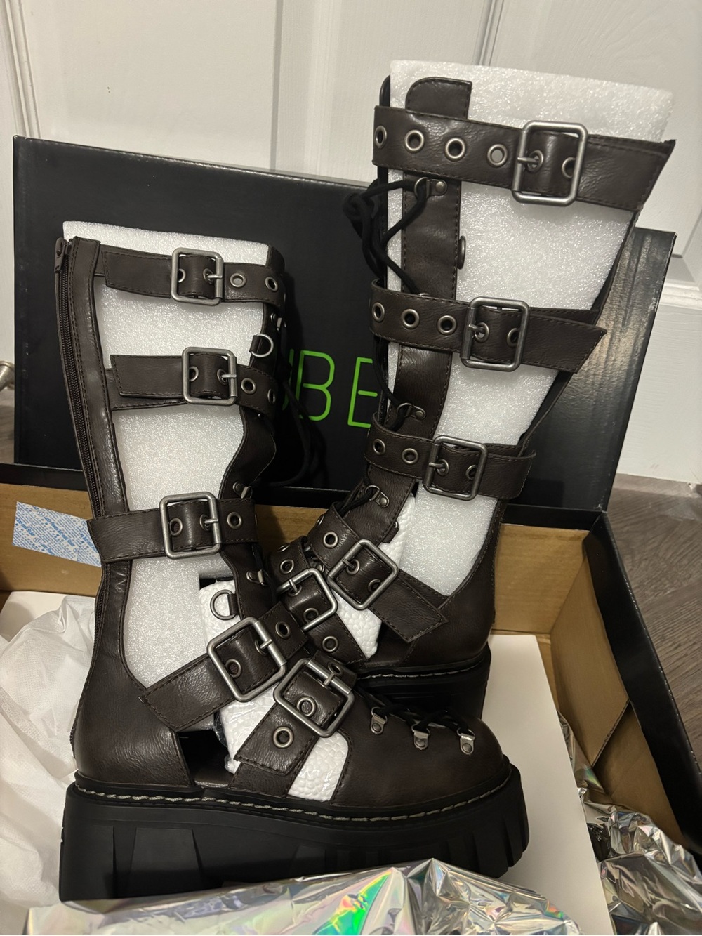 NIB Dolls Kill / Club Exx Constant Sunrise Knee High Sandals